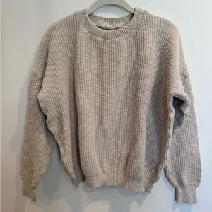 It Is Well LA 100% Cotton Cozy Ribbed Knit Sweater Oatmeal